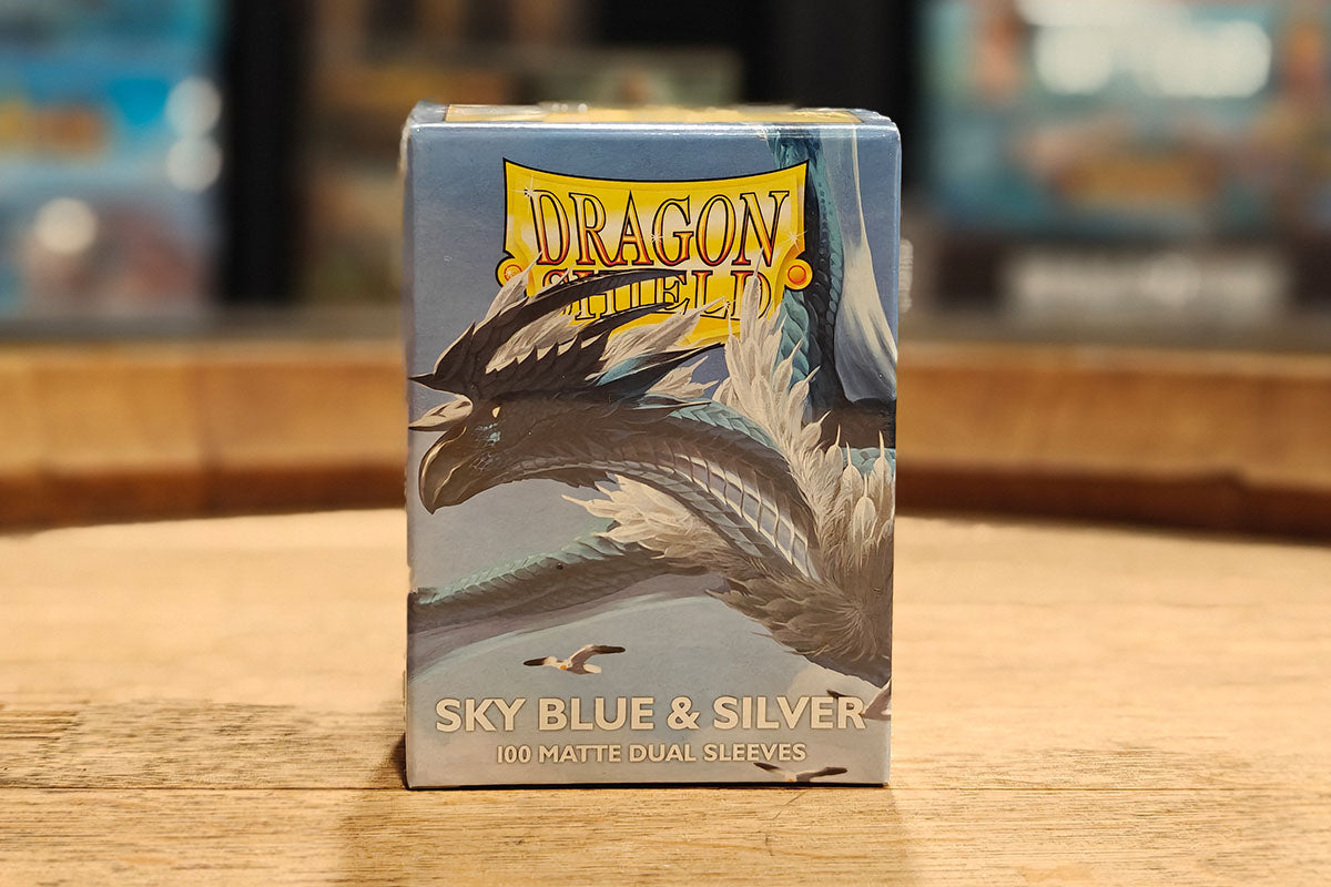 Dragon Shield Sleeves: Standard Matte Dual - Sky Blue & Silver 100CT